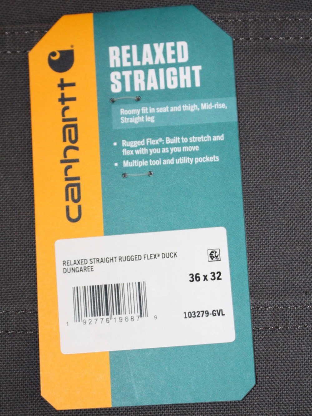 Carhartt, relaxed straight rugged Flex Duck Dungaree. 36x32 - Picture 4 of 8